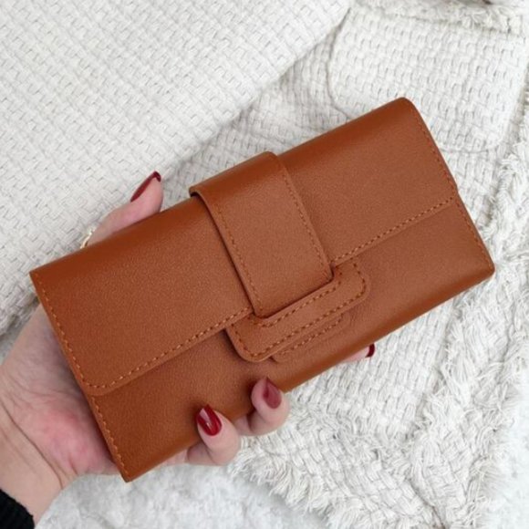 Handbags - Brown Fold Over Long Wallet ID and Card holder Long Wallet